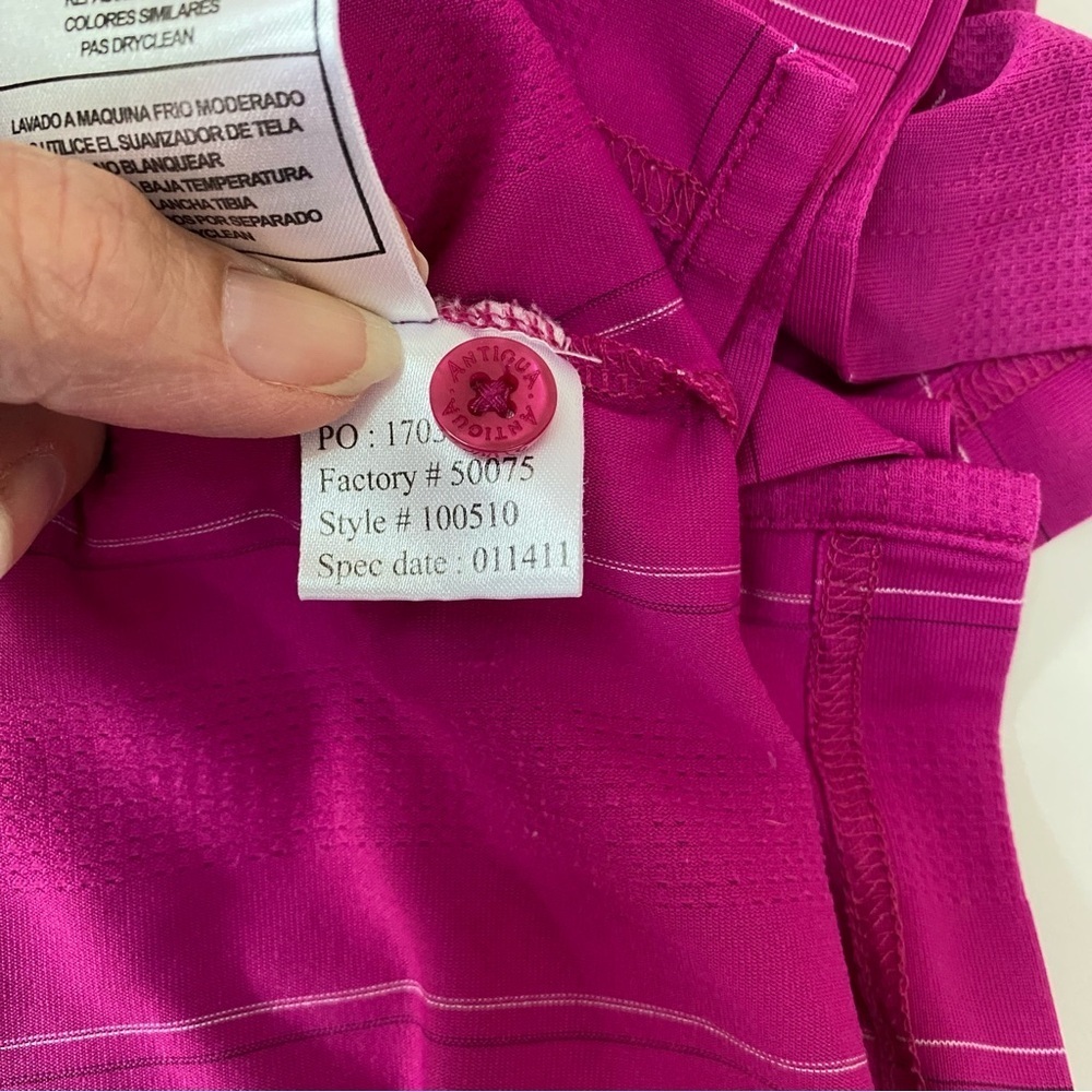 Antigua PGA Tour Men's Desert Dry Golf Polo Shirt Fuchsia Stripe Size XXL - Picture 9 of 9